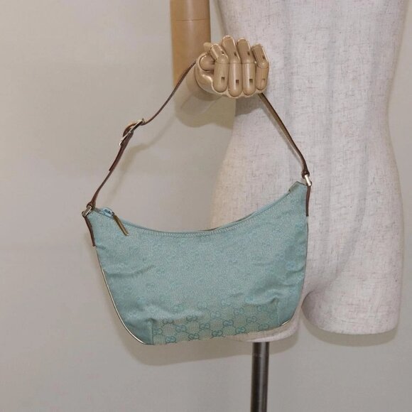 GUCCI GG Canvas Accessory Pouch Light Blue Gold - Picture 1 of 15